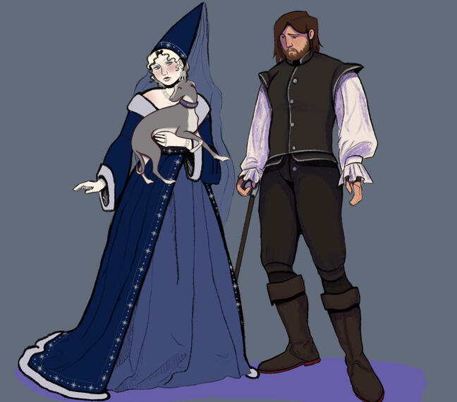 Two-Character Flat Colored Full Bodies — $80 USD